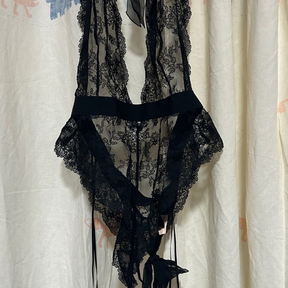 Victoria's Secret Black Lace Lace Bodysuit L - Picture 3 of 10